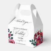 Burgundy Red Floral Rustic Boho Weddenschap Bedank Bedankdoosjes (Achterkant)
