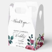 Burgundy Red Floral Rustic Boho Weddenschap Bedank Bedankdoosjes (Geopend)