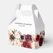 Burgundy Red Floral Rustic Boho Wedding Bedankdoosjes (Voorkant Zijde)