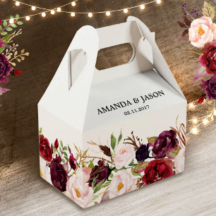 Burgundy Red Floral Rustic Boho Wedding Bedankdoosjes