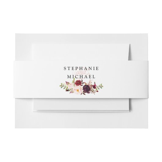 Burgundy Red Floral Rustic Boho Wedding Uitnodigingen Wikkel (Voorkant Voorbeeld)