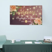 Burgundy Red Floral String Lights Wedding Banner (Beurs)