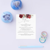 Burgundy Red Floral Wedding Menu (Enkel)