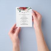 Burgundy Red Floral Wedding Menu (Hand)