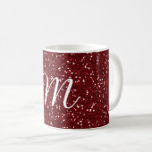 Burgundy Red Glitter Custom Monogrammed Koffiemok (Voorkant rechts)