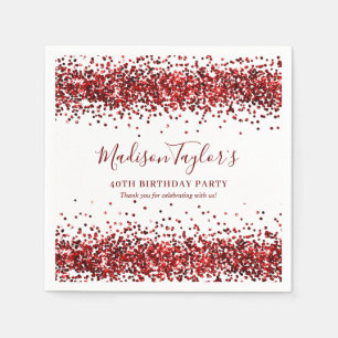 Burgundy Red Glitter Sparkle Confetti Birthday Servet