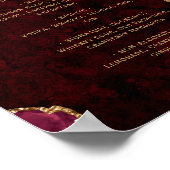 Burgundy Red Gold Agate Script Wedding Bar Menu  Poster (Hoek)