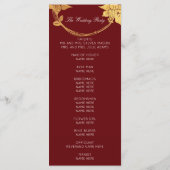 Burgundy Red Gold Floral Event Wedding Program Programma (Achterkant)