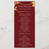 Burgundy Red Gold Floral Event Wedding Program Programma (Voorkant)