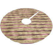 Burgundy Red Gold Glitter Stripes Kerstboom Rok (Gekanteld)
