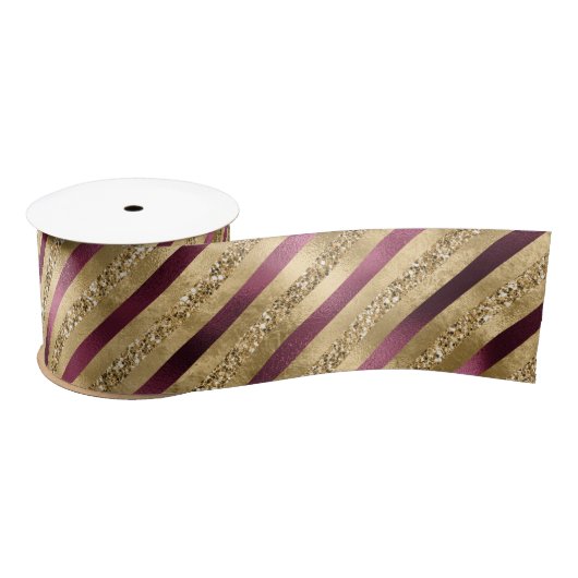 Burgundy Red Gold Glitter Stripes Lint (Spoel)