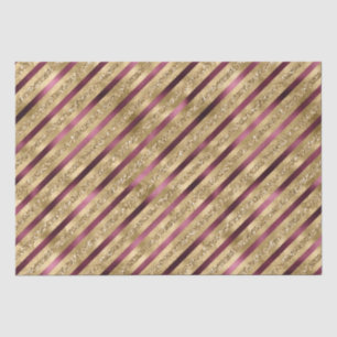 Burgundy Red Gold Glitter Stripes Tissuepapier