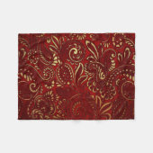 Burgundy Red Gold Indian Paisley Pattern Fleece Deken (Voorkant (Horizontaal))