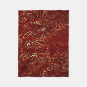Burgundy Red Gold Indian Paisley Pattern Fleece Deken (Voorkant)