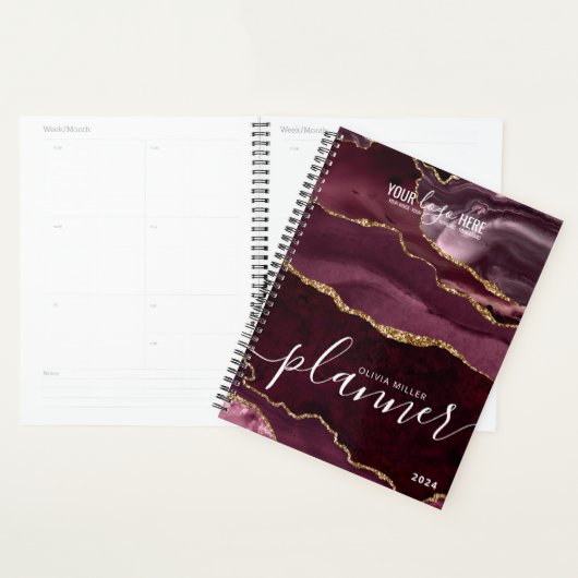 Burgundy Red Gold Parties scintillant Agate Busine (Devant avec enveloppe)