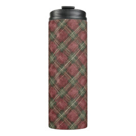 Burgundy Red Green Plaid Thermosbeker