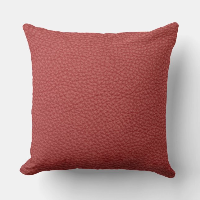 Burgundy Red Leather Print Pillow Kussen (Voorkant)