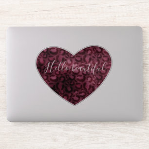 Burgundy Red Leopard Print Heart Beauful Quote Sticker