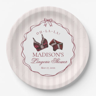 Burgundy Red Lingerie Shower Bachelorette Bridal Papieren Bordje