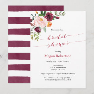 Burgundy Red Marsala Floral Vrijgezellenfeest Kaart