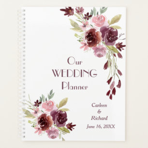Burgundy Red Navy Blue Floral Mariage