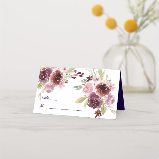 Burgundy Red Navy Blue Floral Wedding (Voorkant)