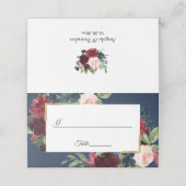 Burgundy Red Navy Blue Floral Wedding Table (Buitenkant ongevouwen)