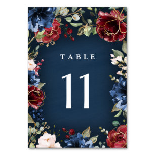 Burgundy Red Navy Blue Gold en Blush Pink Weddensc Kaart