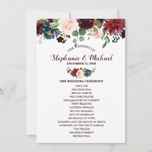 Burgundy Red Navy Floral Boho Fan Front Kaart