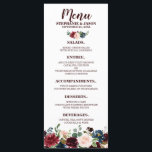 Burgundy Red Navy Floral Rustic Boho Menu Mariage<br><div class="desc">Aquarelle Bourgogne Rouge Floral Rustic Boho Mariage Menu Carte Rack. Parfait pour un mariage de automne. Le design comprend un bouquet époustouflant de bordeaux / Marsala, pêche, fleurs marines / roses avec feuilles assortis. S'il vous plaît trouver d'autres modèles et variantes dans mon magasin "blissweddingpaperie". N'hésitez pas à me contacter...</div>