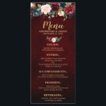 Burgundy Red Navy Floral Rustic Boho Menu Mariage<br><div class="desc">Aquarelle Bourgogne Rouge Floral Rustic Boho Mariage Menu Carte Rack. Parfait pour un mariage de automne. Le design comprend un bouquet époustouflant de bordeaux / Marsala, pêche, fleurs marines / roses avec feuilles assortis. S'il vous plaît trouver d'autres modèles et variantes dans mon magasin "blissweddingpaperie". N'hésitez pas à me contacter...</div>