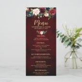 Burgundy Red Navy Floral Rustic Boho Menu Mariage (Debout devant)