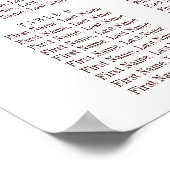 Burgundy Red Navy Floral Rustic Boho Seating Chart Poster (Hoek)