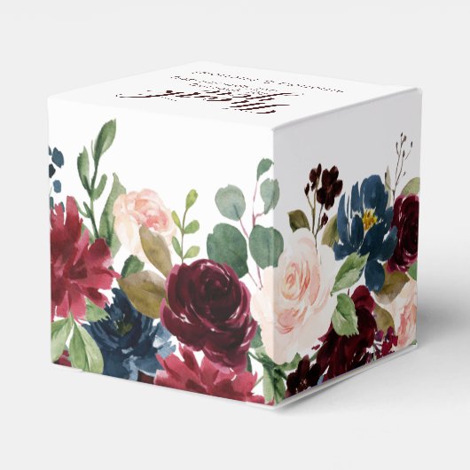 Burgundy Red Navy Floral Rustic Boho Wedding Bedankdoosjes (Achterkant)