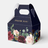 Burgundy Red Navy Floral Rustic Boho Wedding Bedankdoosjes (Achterkant)