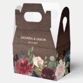 Burgundy Red Navy Floral Rustic Boho Wedding Bedankdoosjes (Geopend)