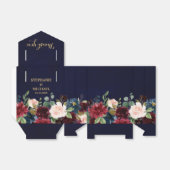 Burgundy Red Navy Floral Rustic Boho Wedding Bedankdoosjes (Uitgevouwen)