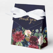 Burgundy Red Navy Floral Rustic Boho Wedding Bedankdoosjes (Voorkant Zijde)