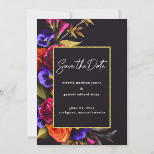 Burgundy Red, Paarse, Oranje roze Floral Save The Date