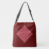 "BURGUNDY RED PATCHWORK QUILT SQUARE" CROSSBODY TAS (Achterkant)