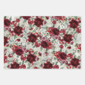 Burgundy Red Peony Silver Eucalyptus Greenery Inpakpapier Vel (Voorkant 2)