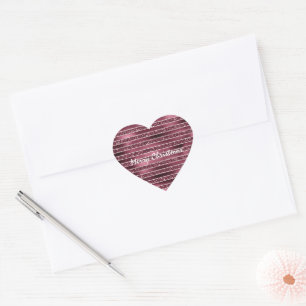 Burgundy Red Pink Rose Gold Glitter Stripes Hart Sticker