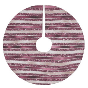 Burgundy Red Pink Rose Gold Glitter Stripes Kerstboom Rok