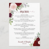 Burgundy Red & Pink Rustic Floral Elegant Wedding Menu (Voorkant)