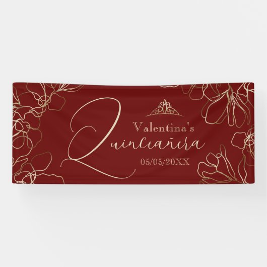 Burgundy Red Quinceañera Banner (Horizontaal)