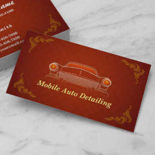Burgundy Red Retro - visitekaartje met automatisch