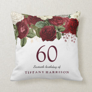Burgundy Red Rose 60th Birthday Gift Kussen