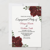Burgundy Red Rose Romantic Engagement Invitation (Devant)