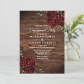 Burgundy Red Rose Rustic Invitation du parti d'eng (Debout devant)