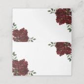 Burgundy Red Rose Table Name Place Card (Buitenkant ongevouwen)